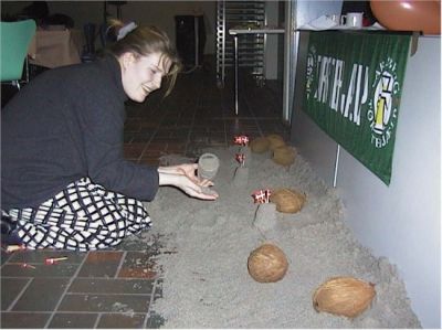 PG'erne udsmykker strandbaren...
